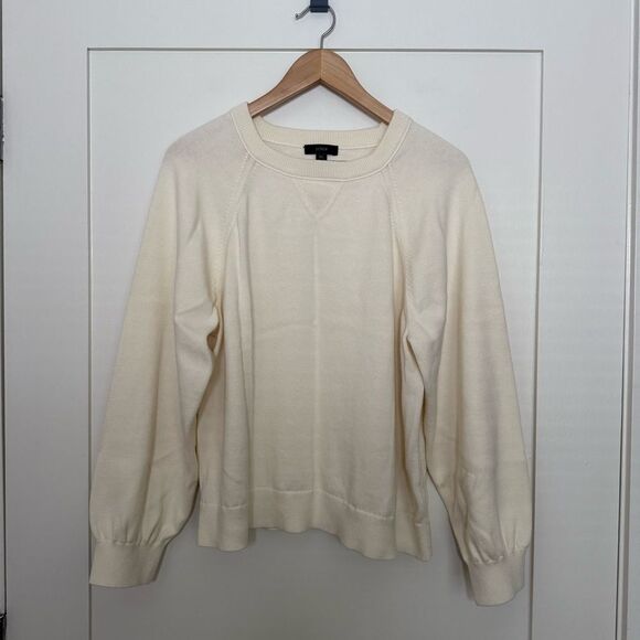 J. Crew Sweaters - J Crew Sweater Womens Sz XL Ivory Knit Cotton Cashmere Pullover Preppy Comfort